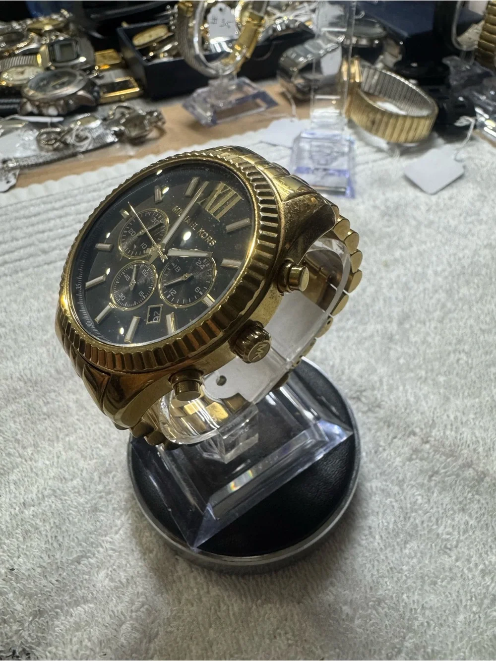 Michael Kors Gold-Tone Case with Black Dial Chronograph Watch